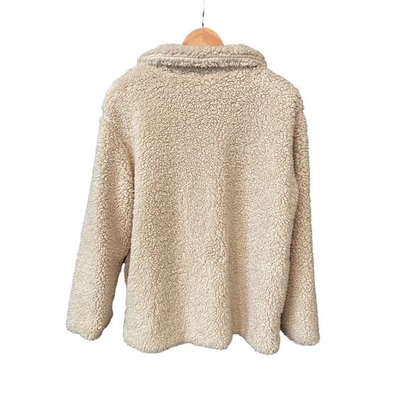 Zeagoo Beige Faux Sherpa‎ Fleece Teddy Coat Women's Double Breasted Cozy Jacket - Picture 5 of 11